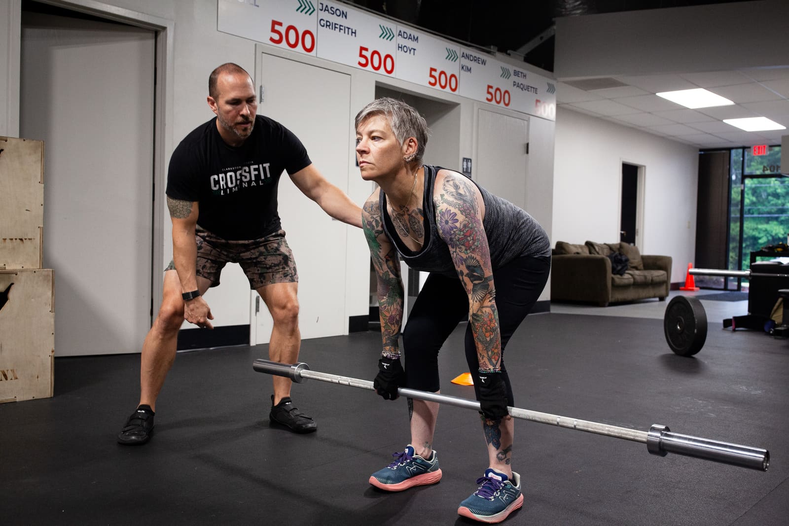 Coach and member training at CrossFit Liminal in Clarkston